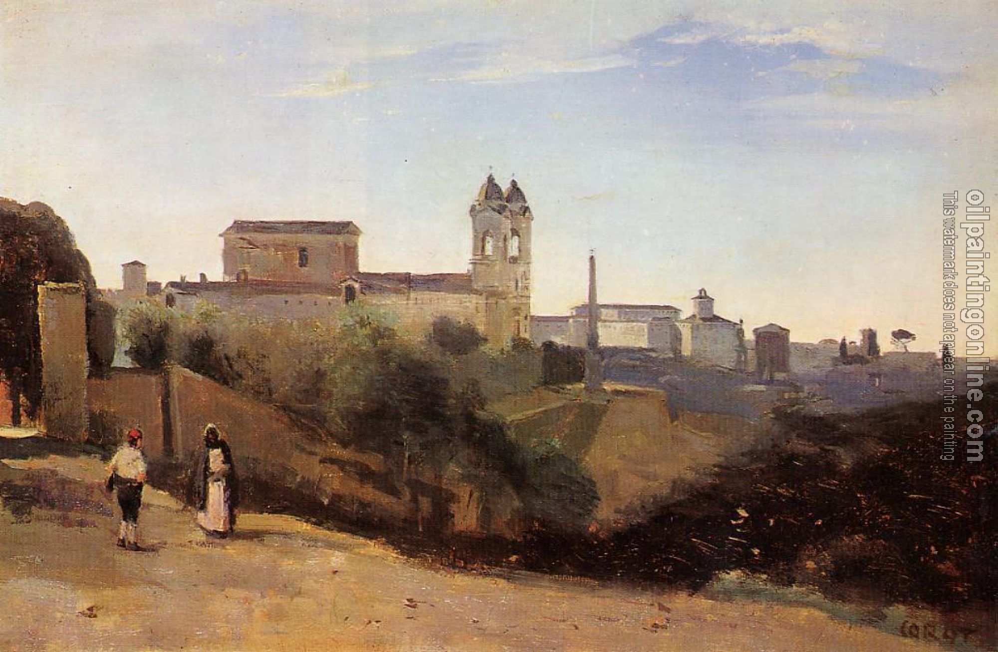 Corot, Jean-Baptiste-Camille - Rome, Monte Pinco, the Trinita dei Monte, View from the Garden of the Academie de France